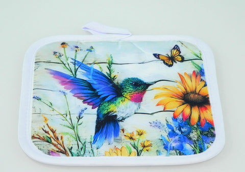 Handcrafted Hummingbird Quilted Potholder | Colorful Kitchen Decor & Heat-Resistant Accessory
