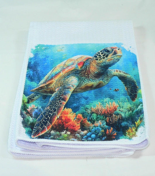 Handcrafted Sea Turtle Ceramic Trivet - Vibrant Coral Reef Kitchen Decor Hot Pad for Ocean Lovers