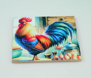 Handmade Rustic Country Rooster Trivet: Farmhouse Kitchen Hot Pad Table Decor for Pots & Pans