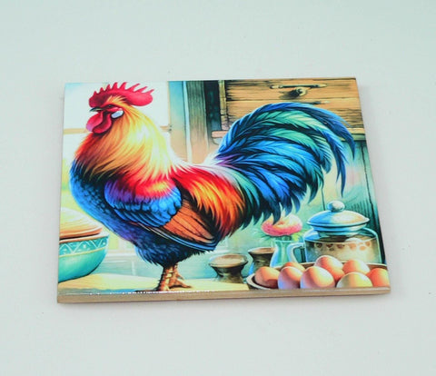 Handmade Rustic Country Rooster Trivet: Farmhouse Kitchen Hot Pad Table Decor for Pots & Pans