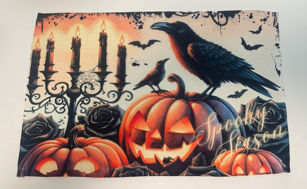 Handcrafted Halloween Placemats: Crow Gorhic Decod for Halloween Dining Tables Placemats