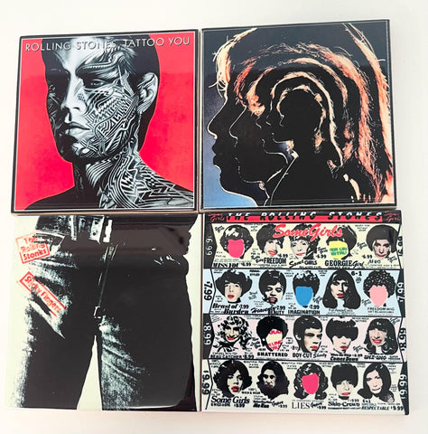 The Rolling Stones Album Ceramic Coaster Set: Retro Music Decor for Fans 4.25”