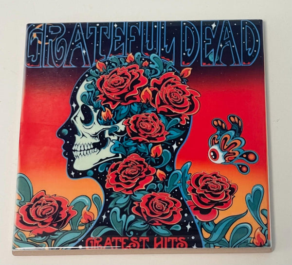 Grateful Dead Album Ceramic Coaster Set: Retro Music Decor for Fans 4.25”