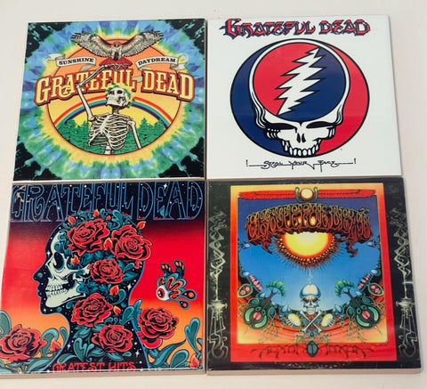 Grateful Dead Album Ceramic Coaster Set: Retro Music Decor for Fans 4.25”