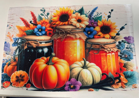 Handcrafted Autumn Harvest Placemats: Rustic Farmhouse Decor for Halloween & Fall Dining Tables Mason Jar Placemats