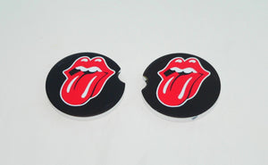 Rolling Stones Logo Car Coasters: Sandstone Drink Holders for Music Lovers | Unique Cupholder Accessories Gift