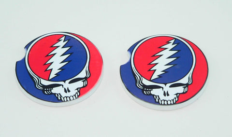 Grateful Dead Album Cover Car Coasters: Sandstone Drink Holders for Music Lovers | Unique Cupholder Accessories Gift Grateful Dead Skull
