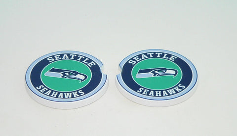Seattle Seahawks Car Coasters Set of 2, Sandstone Drink Holders for NFL Fans, Official Team Logo Cupholder Accessory, Gift for Seahawks Fan