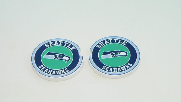 Seattle Seahawks Car Coasters Set of 2, Sandstone Drink Holders for NFL Fans, Official Team Logo Cupholder Accessory, Gift for Seahawks Fan