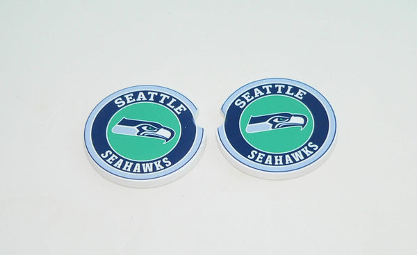 Seattle Seahawks Car Coasters Set of 2, Sandstone Drink Holders for NFL Fans, Official Team Logo Cupholder Accessory, Gift for Seahawks Fan