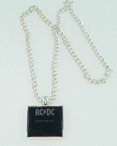 ACDC Back In Black Album Cover Necklace or Keychain: ACDC Keychain Album Music Jewelry for Pop Culture Lovers
