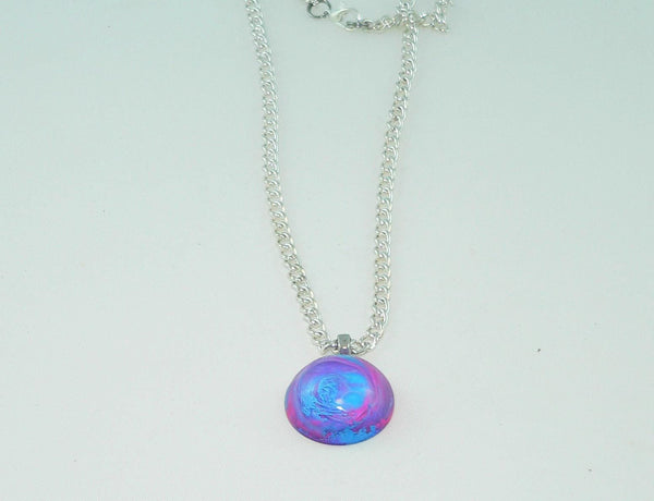 Beautiful Magenta Blue Resin Necklace, Awesome Petri Effect, Handmade Statement Jewelry, Colorful Necklace