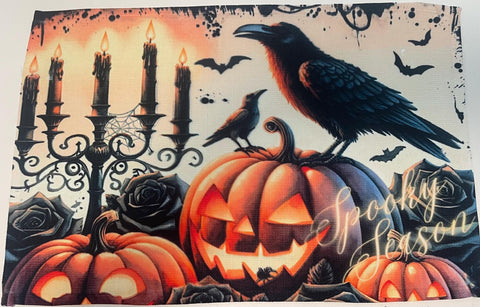 Handcrafted Halloween Placemats: Crow Gorhic Decod for Halloween Dining Tables Placemats