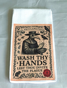 Plague Crow Halloween Kitchen Towel, Gothic Absorbent Fabric Decor, Haunted, Magical, Autumn Enchanted, Reusable Mystical, Festive Home