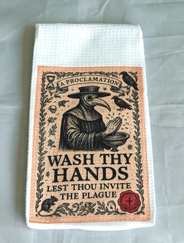 Plague Crow Halloween Kitchen Towel, Gothic Absorbent Fabric Decor, Haunted, Magical, Autumn Enchanted, Reusable Mystical, Festive Home
