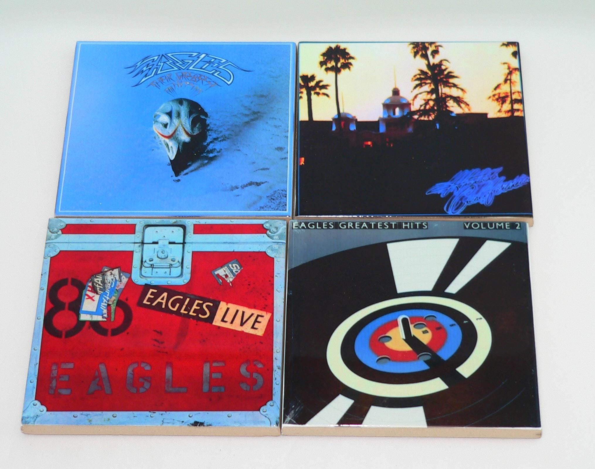 The Eagles Album Ceramic Coaster Set: Retro Music Decor for Fans 4.25” The Eagels Coasters