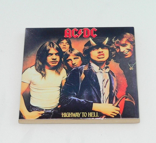 ACDC Album Ceramic Coaster Set | Retro Music Decor for Fans | Rock N' Roll Coasters | Vintage Album Art | Ceramic Bar Accessories