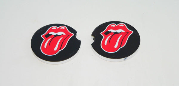 Rolling Stones Logo Car Coasters: Sandstone Drink Holders for Music Lovers | Unique Cupholder Accessories Gift