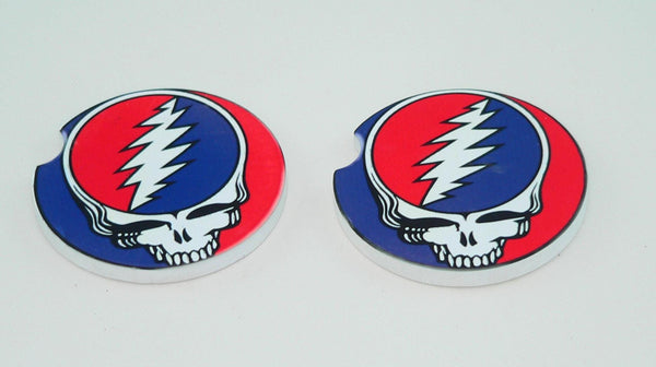 Grateful Dead Album Cover Car Coasters: Sandstone Drink Holders for Music Lovers | Unique Cupholder Accessories Gift Grateful Dead Skull