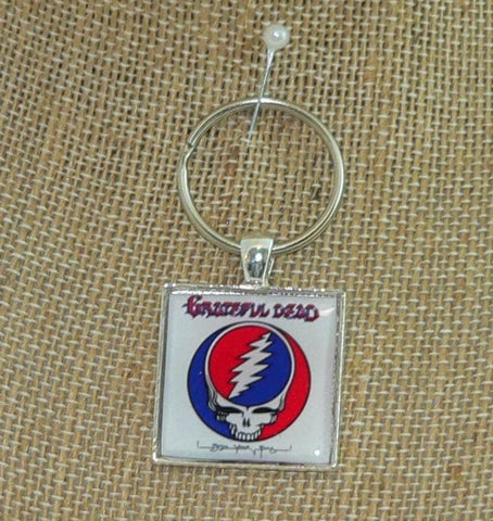 Grateful Dead Album Cover Necklace or Key Chain, Vintage Music Jewelry, Retro Pop Culture Gift, Handmade Music Lover Accessory
