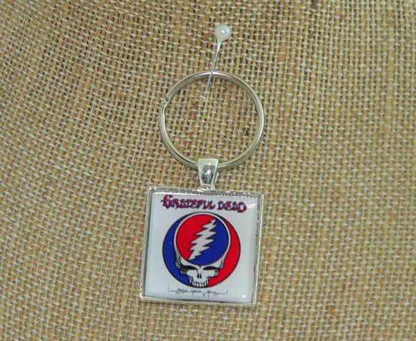 Grateful Dead Album Cover Necklace or Key Chain, Vintage Music Jewelry, Retro Pop Culture Gift, Handmade Music Lover Accessory