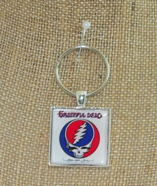 Grateful Dead Album Cover Necklace or Key Chain, Vintage Music Jewelry, Retro Pop Culture Gift, Handmade Music Lover Accessory