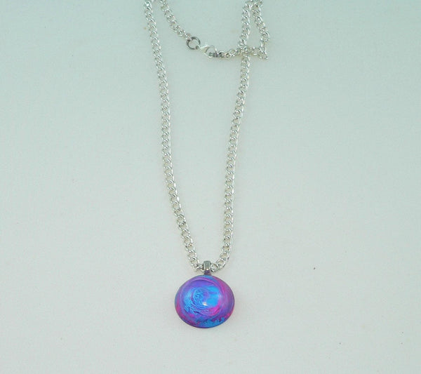 Beautiful Magenta Blue Resin Necklace, Awesome Petri Effect, Handmade Statement Jewelry, Colorful Necklace